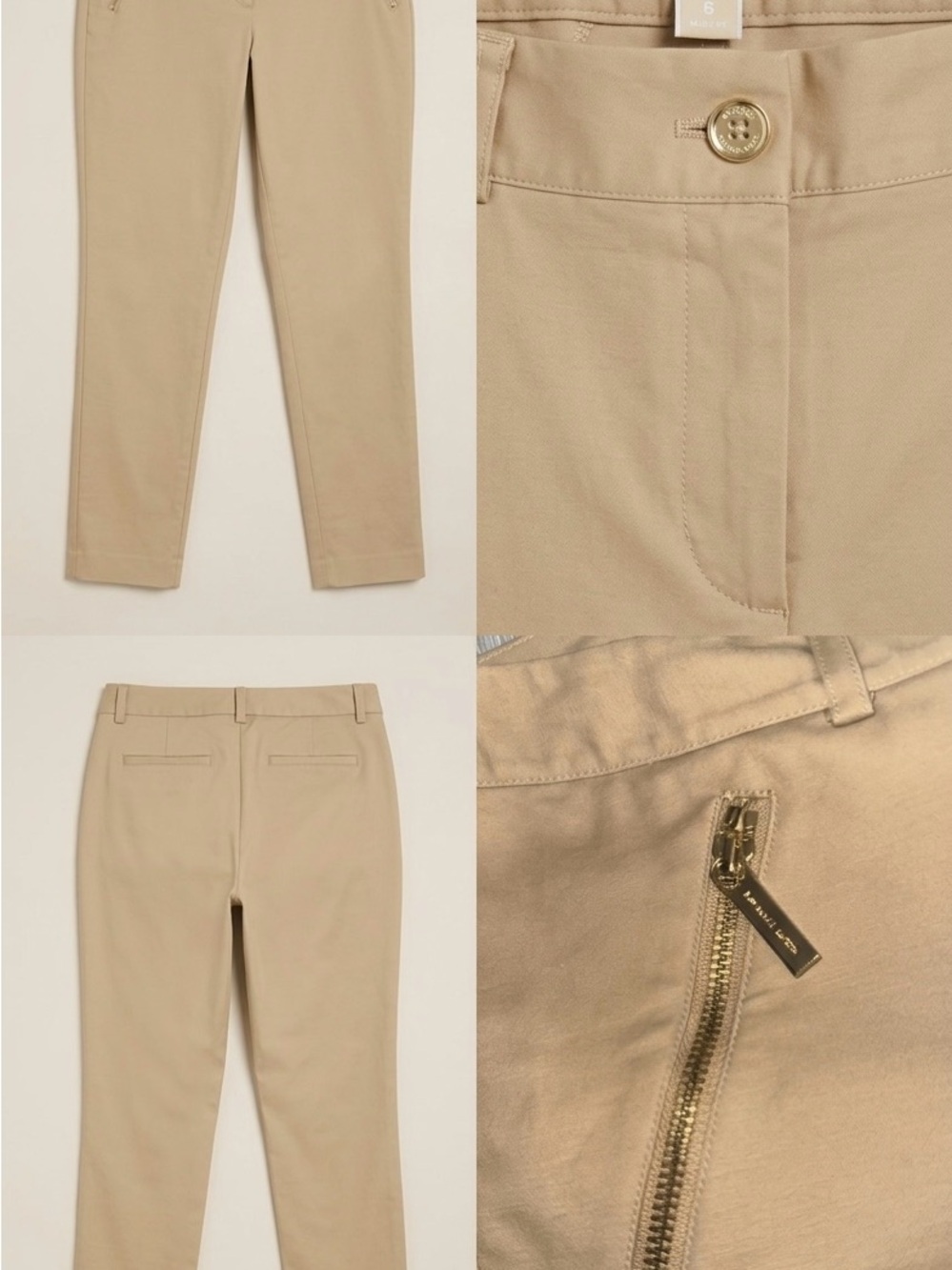 Michael Kors Beige Tan Slim Leg Trousers Women’s Size 6 Stretch Pants Workwear - Picture 3 of 8